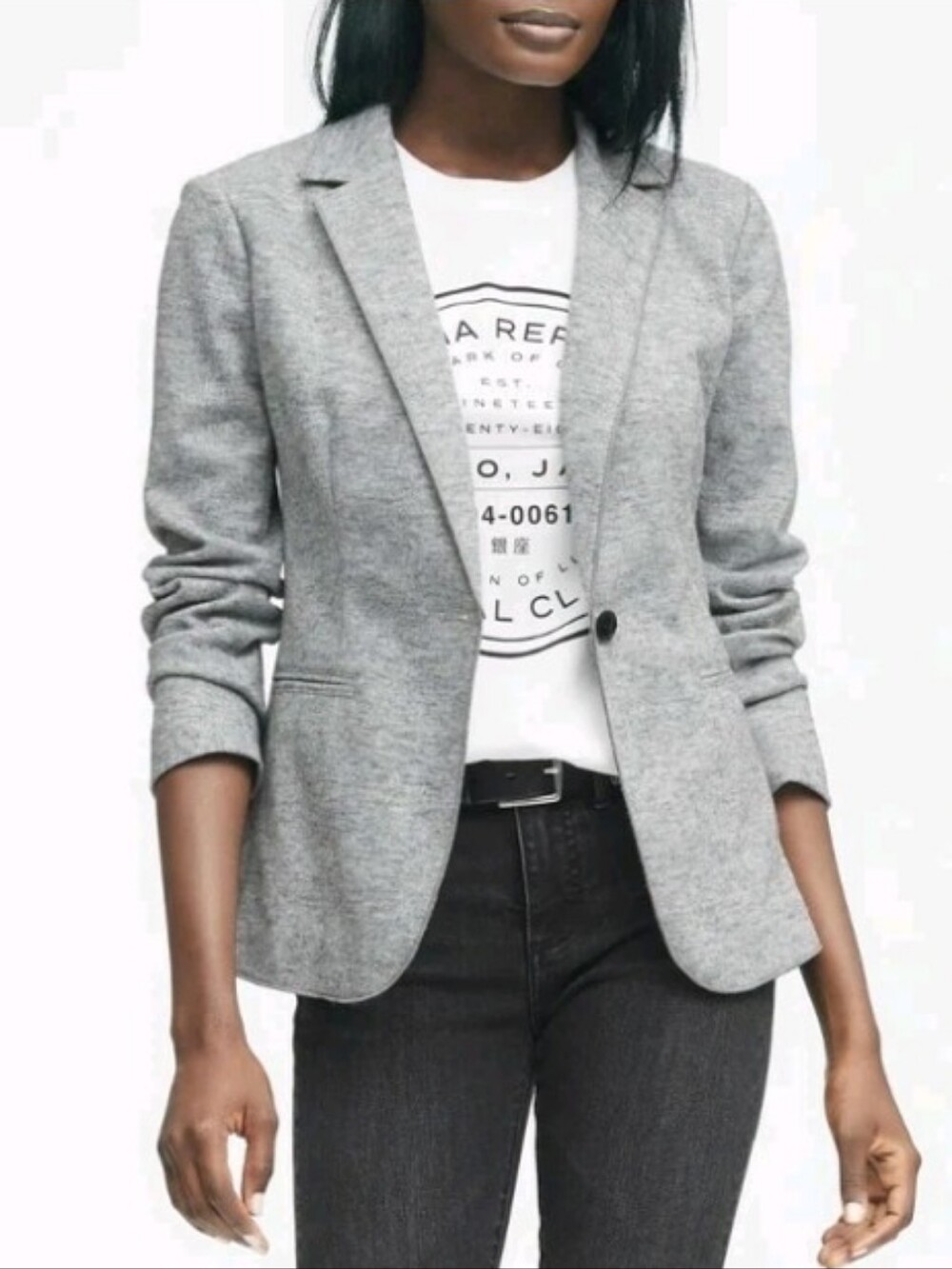 Banana Republic Unstructured Wool-Blend Gray Women's Blazer Sz 0